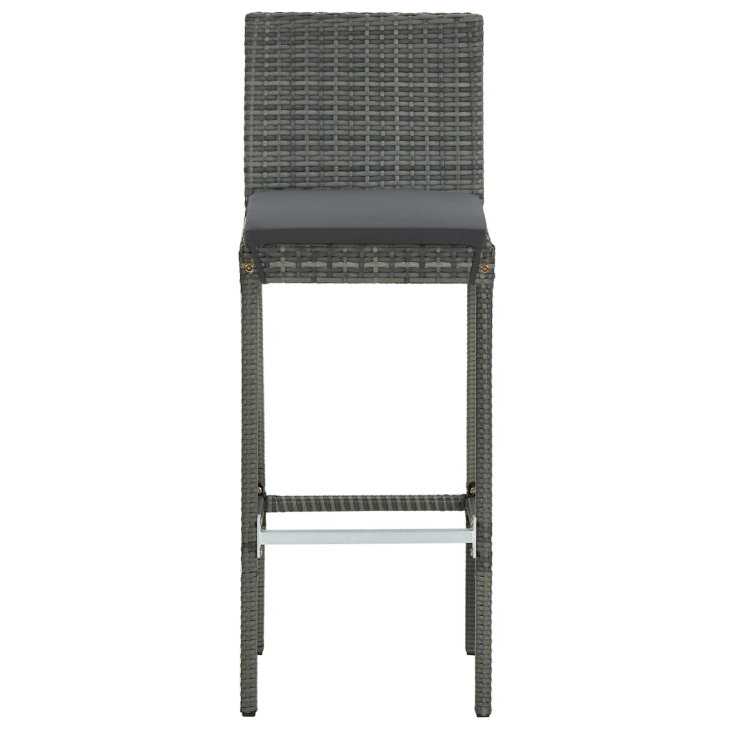 Garden Bar Stools with Cushions 4 pcs Gray Poly Rattan