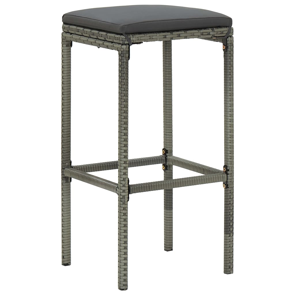 Bar Stools with Cushions 6 pcs Gray Poly Rattan