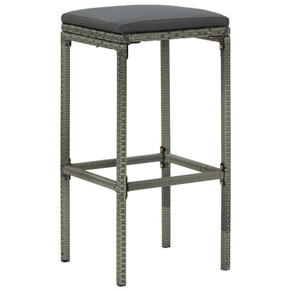 Bar Stools with Cushions 6 pcs Gray Poly Rattan