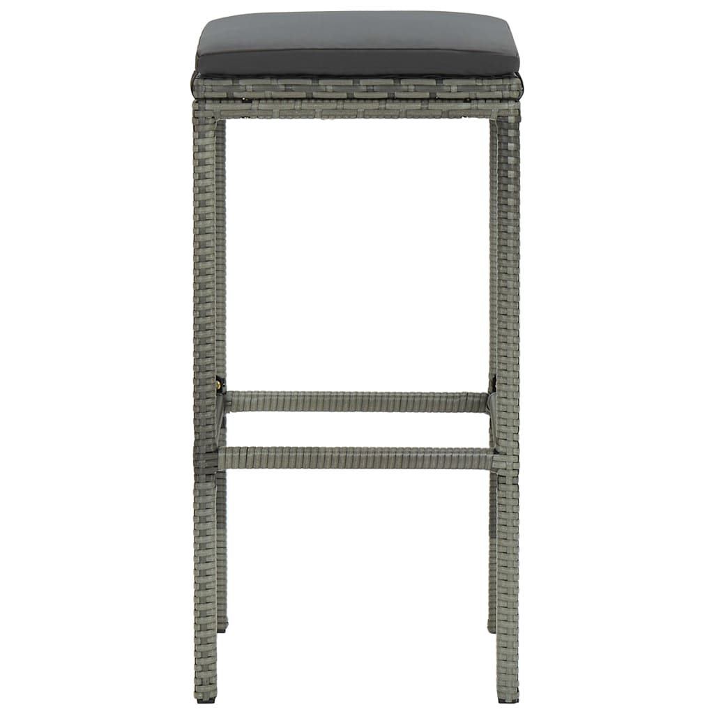 Bar Stools with Cushions 6 pcs Gray Poly Rattan