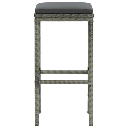Bar Stools with Cushions 6 pcs Gray Poly Rattan