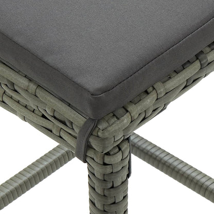 Bar Stools with Cushions 6 pcs Gray Poly Rattan