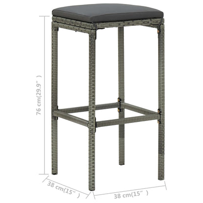 Bar Stools with Cushions 6 pcs Gray Poly Rattan