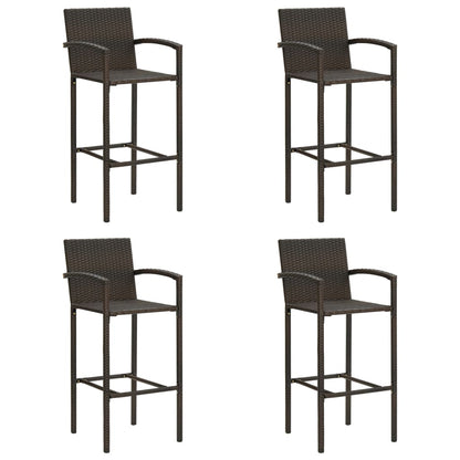 Bar Stool | Set of 4 | Brown | PE rattan, powder-coated steel | Medium