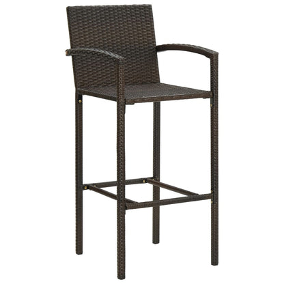 Bar Stool | Set of 4 | Brown | PE rattan, powder-coated steel | Medium