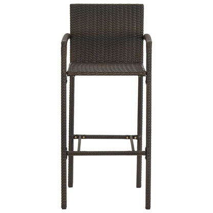 Bar Stool | Set of 4 | Brown | PE rattan, powder-coated steel | Medium
