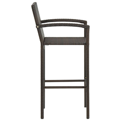 Bar Stool | Set of 4 | Brown | PE rattan, powder-coated steel | Medium