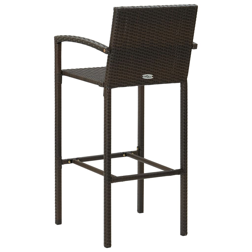 Bar Stool | Set of 4 | Brown | PE rattan, powder-coated steel | Medium