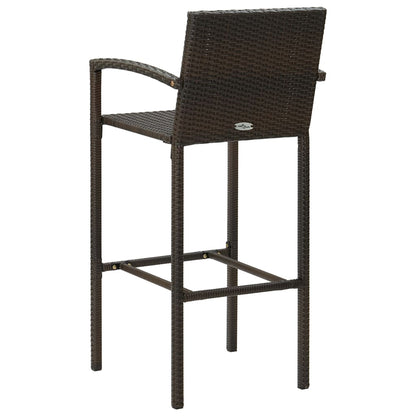 Bar Stool | Set of 4 | Brown | PE rattan, powder-coated steel | Medium