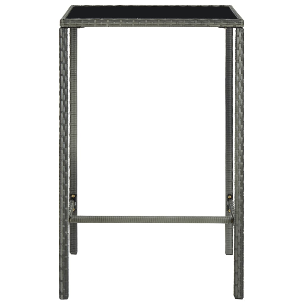 Bar Table Grey PE Rattan Medium Durable Bar Table Square