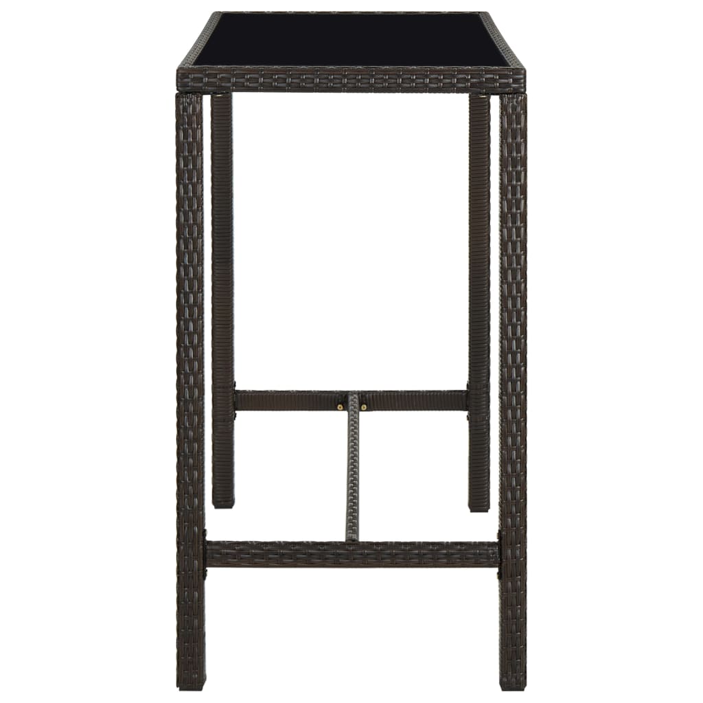 Garden Bar Table Brown 130x60x110 cm Poly Rattan and Glass