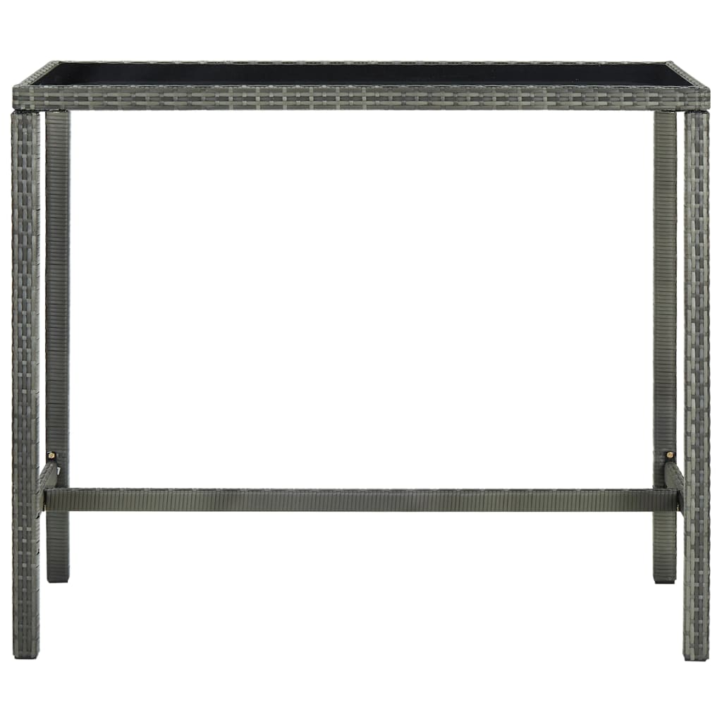 Garden Bar Table Grey 130x60x110 cm Poly Rattan and Glass