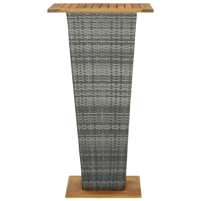 Bar Table Grey 60x60x110 cm Poly Rattan and Solid Acacia Wood