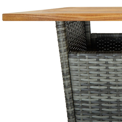 Bar Table Grey 60x60x110 cm Poly Rattan and Solid Acacia Wood