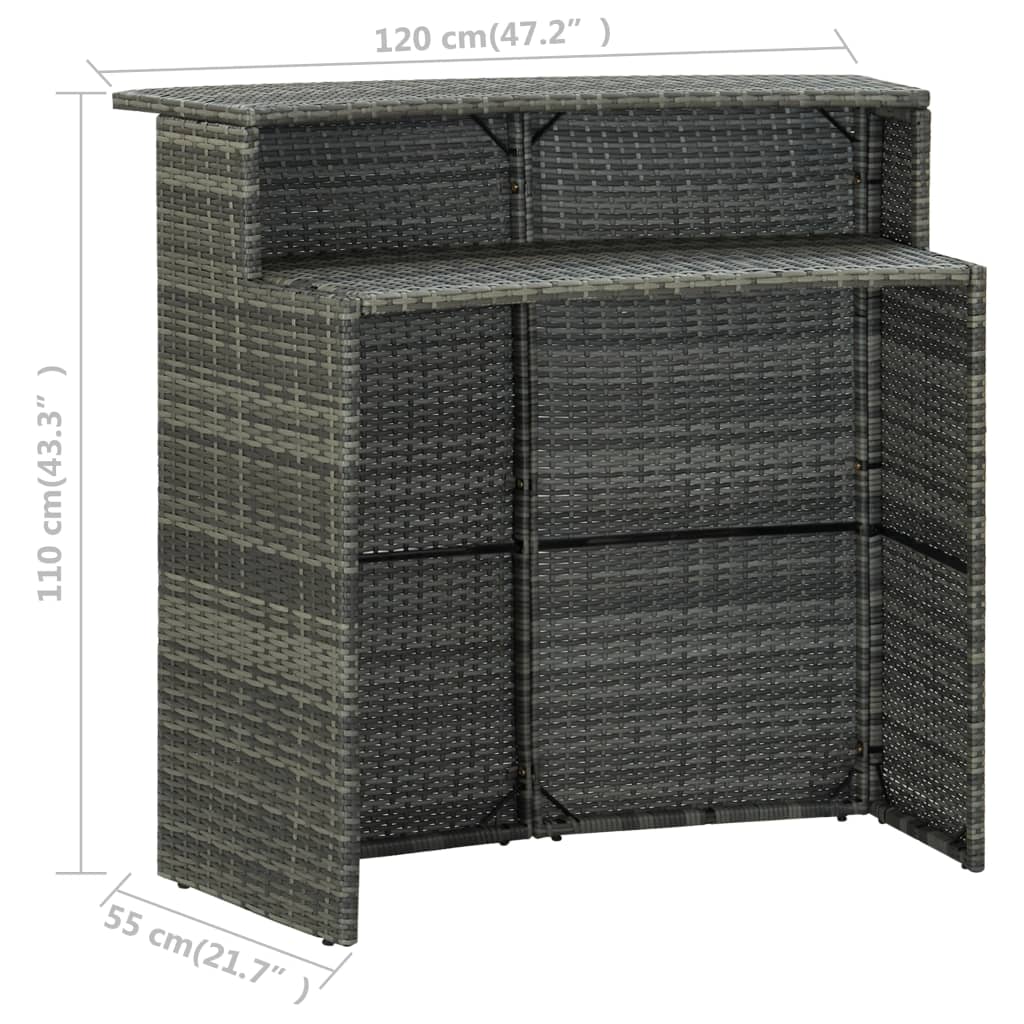 Garden Bar Table Grey 120x55x110 cm Poly Rattan