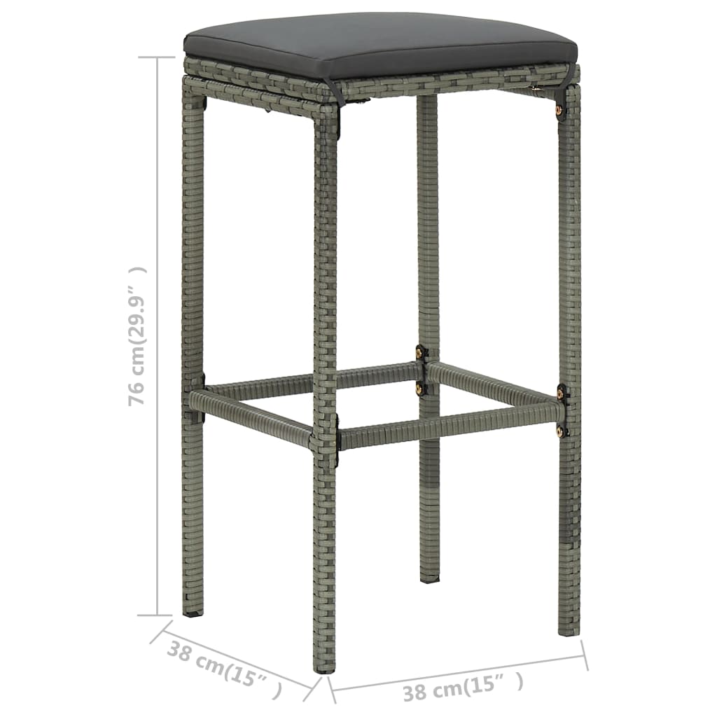 3 Piece Bar Set Poly Rattan Gray