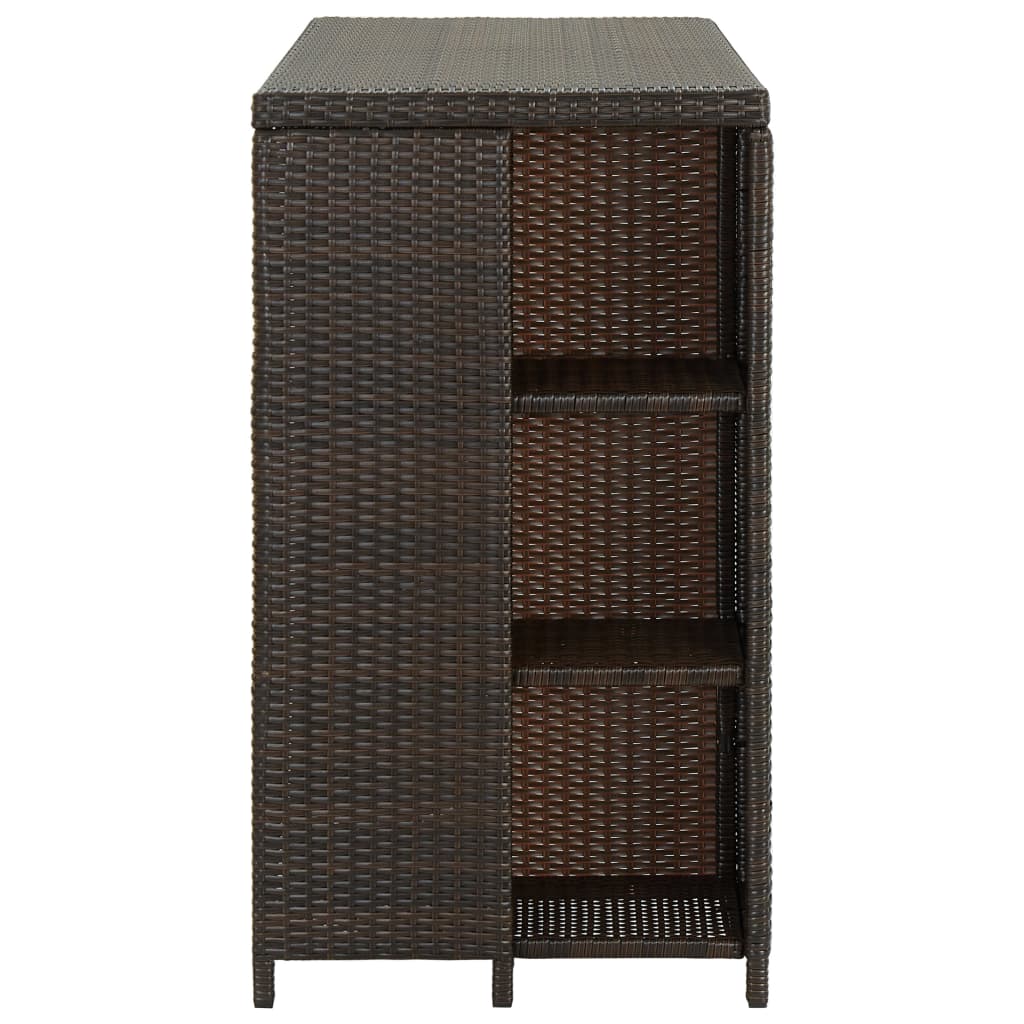 Bar Table with Storage Rack Brown 120x60x110 cm Poly Rattan