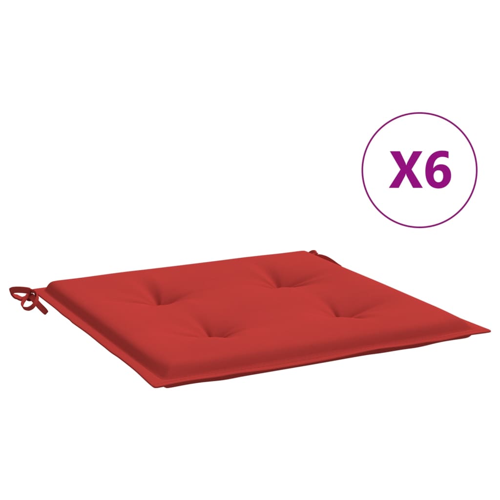 Garden Chair Cushions 6 pcs Red 19.7"x19.7"x1.6" Oxford Fabric