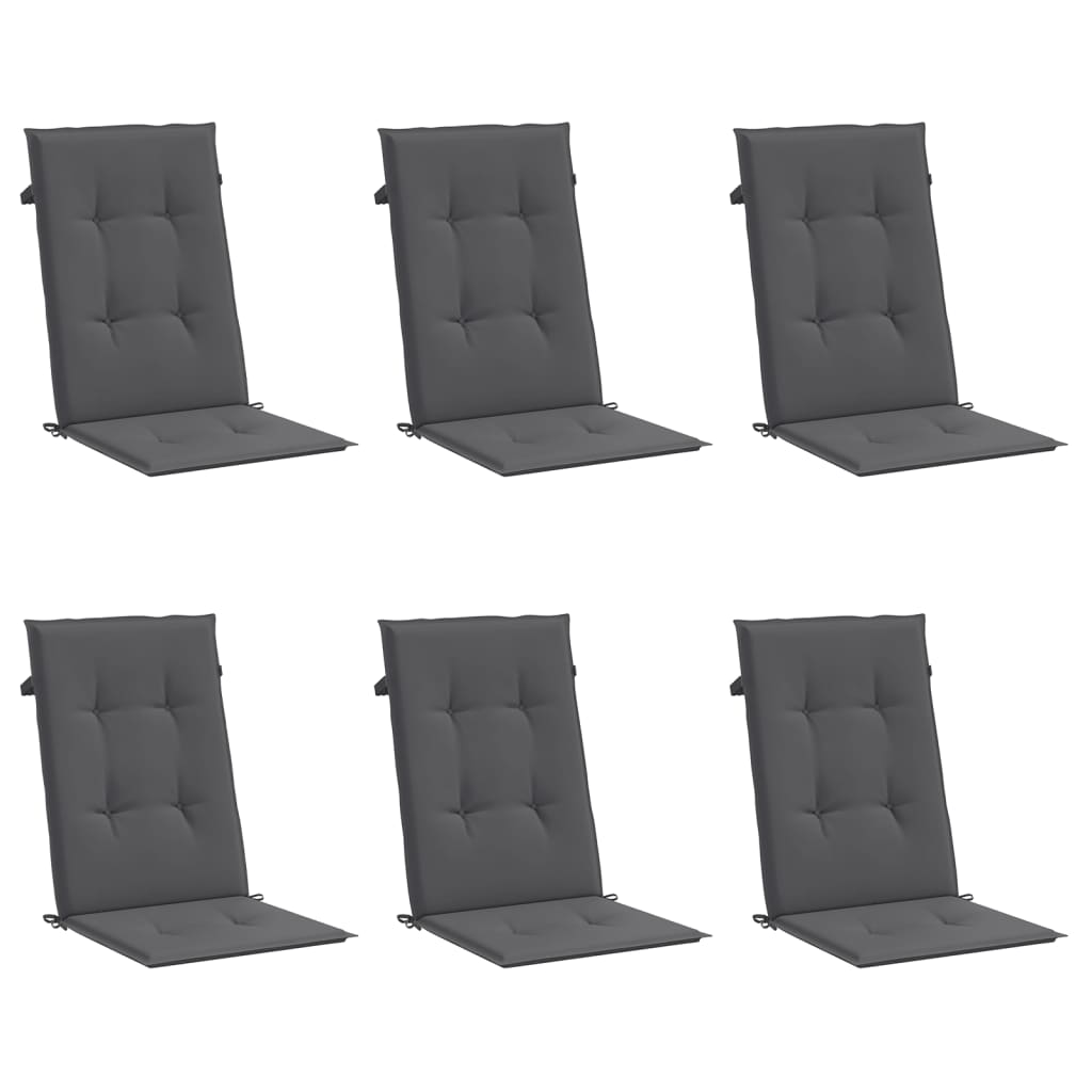 Garden Highback Chair Cushions 6 pcs Anthracite 47.2"x19.7"x1.2" Fabric
