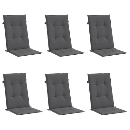 Garden Highback Chair Cushions 6 pcs Anthracite 47.2"x19.7"x1.2" Fabric