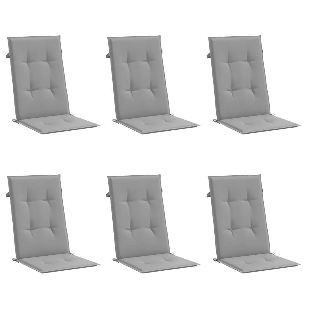 Garden Highback Chair Cushions 6 pcs Gray 47.2"x19.7"x1.2" Fabric