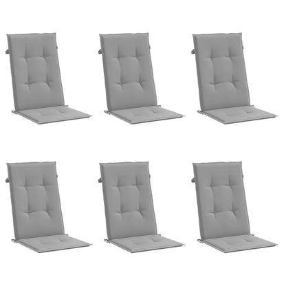 Garden Highback Chair Cushions 6 pcs Gray 47.2"x19.7"x1.2" Fabric