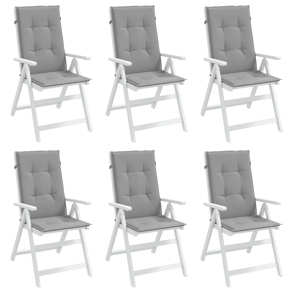 Garden Highback Chair Cushions 6 pcs Gray 47.2"x19.7"x1.2" Fabric