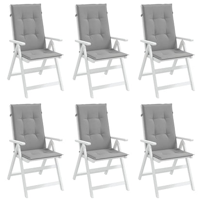 Garden Highback Chair Cushions 6 pcs Gray 47.2"x19.7"x1.2" Fabric