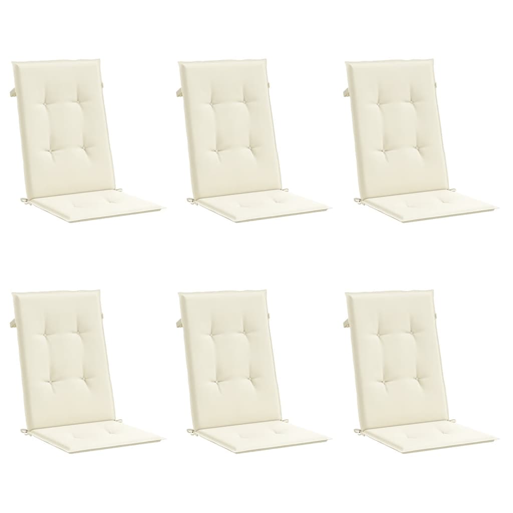 Garden Highback Chair Cushions 6 pcs Cream 47.2"x19.7"x1.2" Fabric