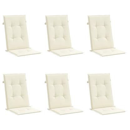 Garden Highback Chair Cushions 6 pcs Cream 47.2"x19.7"x1.2" Fabric