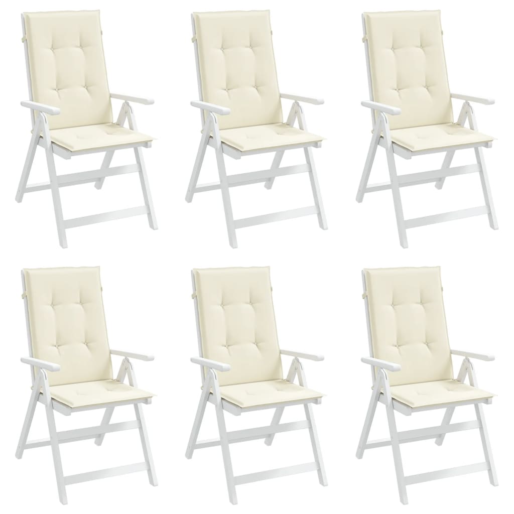 Garden Highback Chair Cushions 6 pcs Cream 47.2"x19.7"x1.2" Fabric
