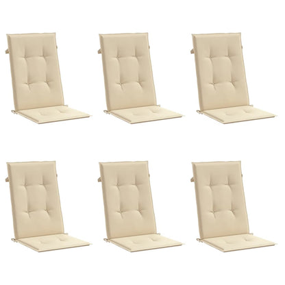 Garden Highback Chair Cushions 6 pcs Beige 47.2"x19.7"x1.2" Fabric