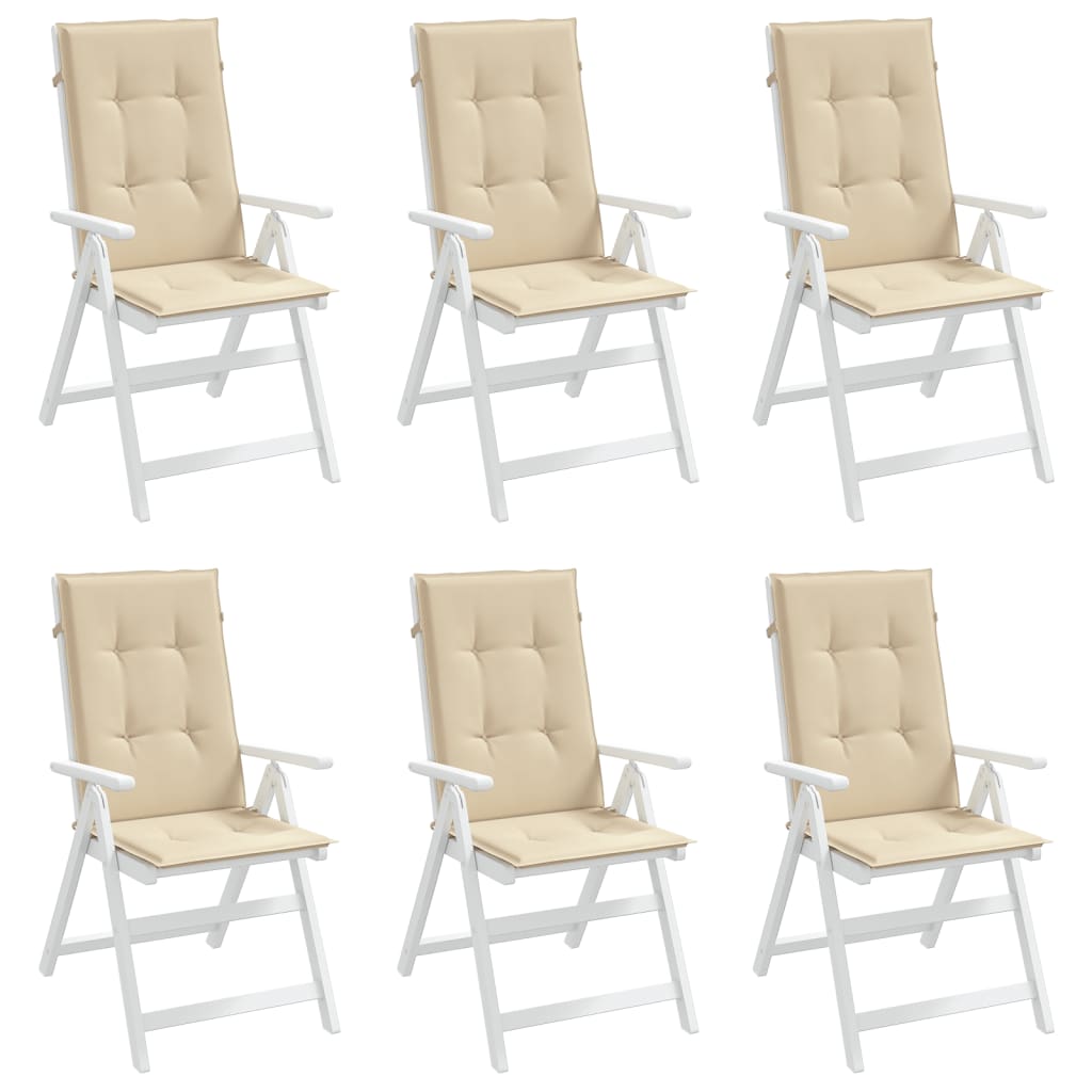 Garden Highback Chair Cushions 6 pcs Beige 47.2"x19.7"x1.2" Fabric
