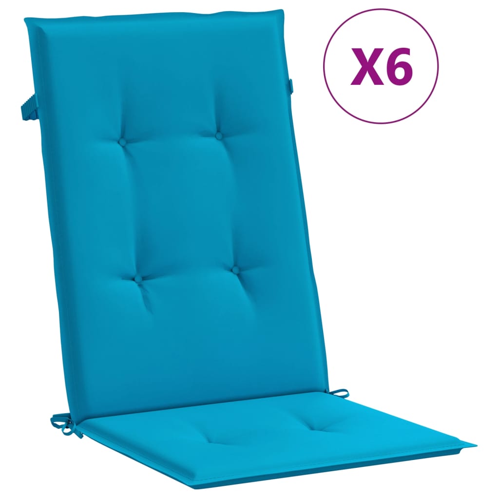 Garden Highback Chair Cushions 6 pcs Blue 47.2"x19.7"x1.2" Fabric