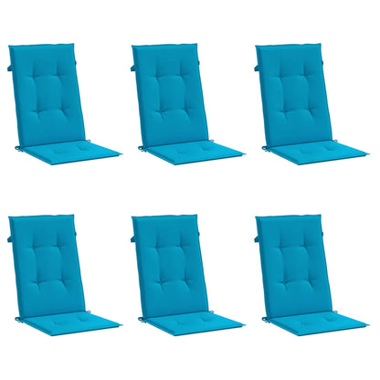 Garden Highback Chair Cushions 6 pcs Blue 47.2"x19.7"x1.2" Fabric