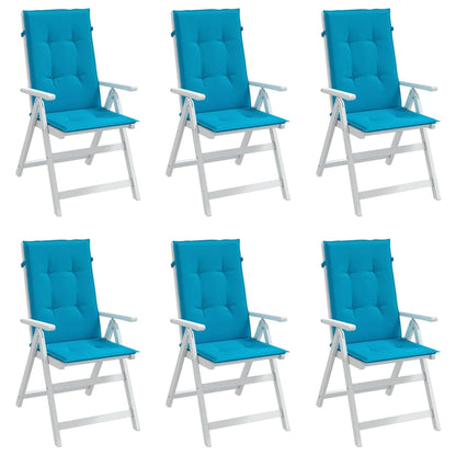 Garden Highback Chair Cushions 6 pcs Blue 47.2"x19.7"x1.2" Fabric