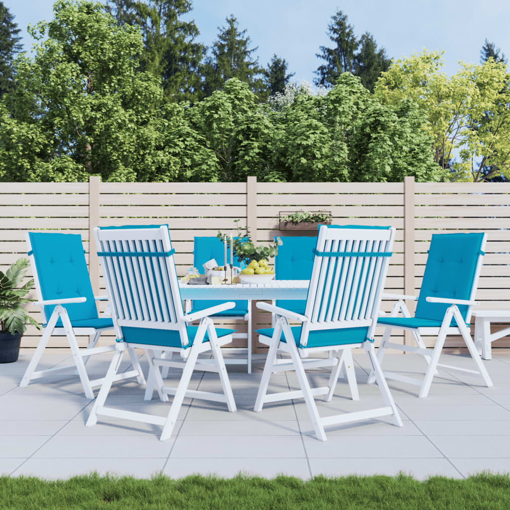 Garden Highback Chair Cushions 6 pcs Blue 47.2"x19.7"x1.2" Fabric