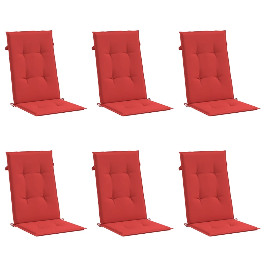 Garden Highback Chair Cushions 6 pcs Red 47.2"x19.7"x1.2" Fabric