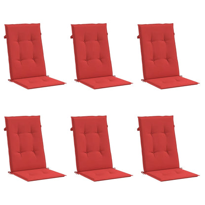Garden Highback Chair Cushions 6 pcs Red 47.2"x19.7"x1.2" Fabric