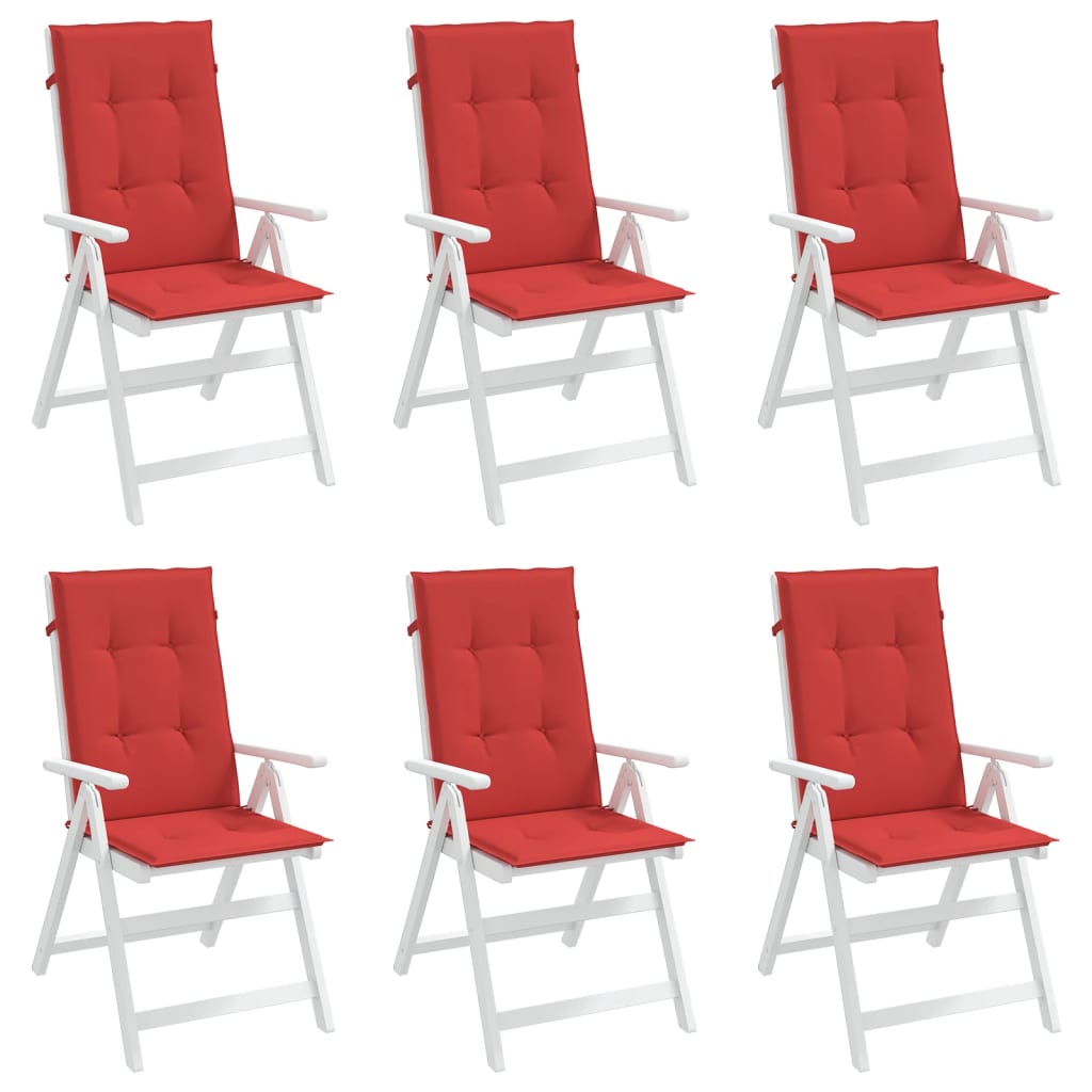 Garden Highback Chair Cushions 6 pcs Red 47.2"x19.7"x1.2" Fabric