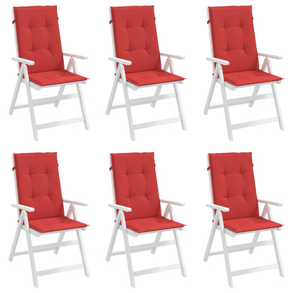 Garden Highback Chair Cushions 6 pcs Red 47.2"x19.7"x1.2" Fabric