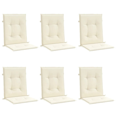 Garden Lowback Chair Cushions 6 pcs Cream 39.4"x19.7"x1.2" Oxford Fabric