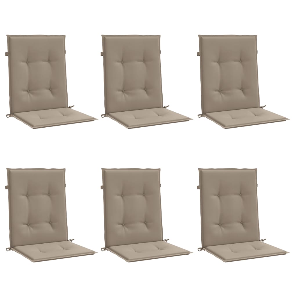 Garden Lowback Chair Cushions 6 pcs Taupe 39.4"x19.7"x1.2" Oxford Fabric