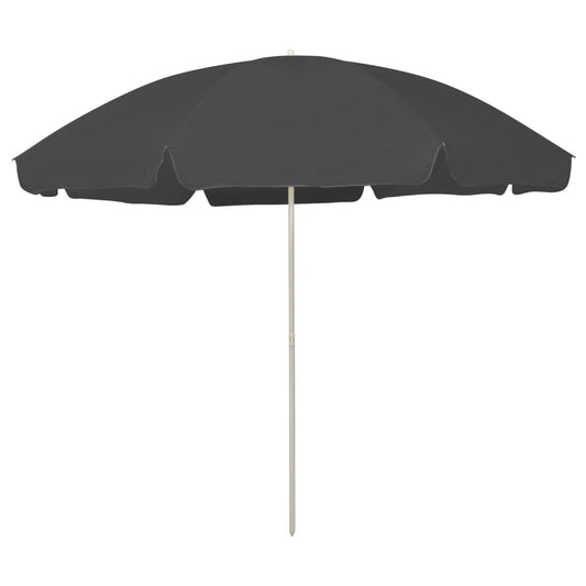 Beach Parasol Anthracite Polyester Large Tiltable Beach Parasol