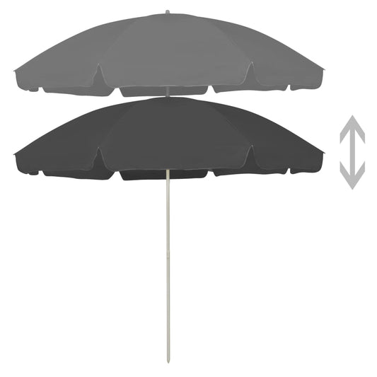 Beach Parasol Anthracite Polyester Large Tiltable Beach Parasol