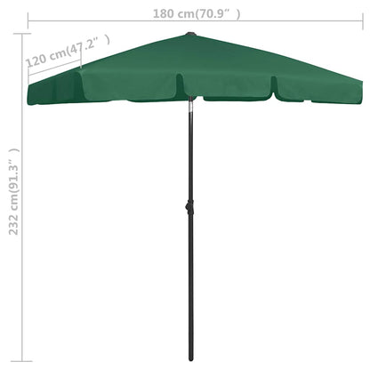 Beach Parasol | Green | Polyester | 180x120 cm | Tiltable | Beach Parasol