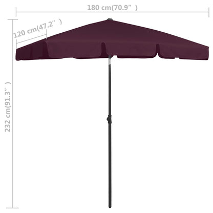 Beach Umbrella Bordeaux Red 180x120 cm