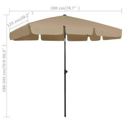 Beach Parasol Taupe 200x125 cm