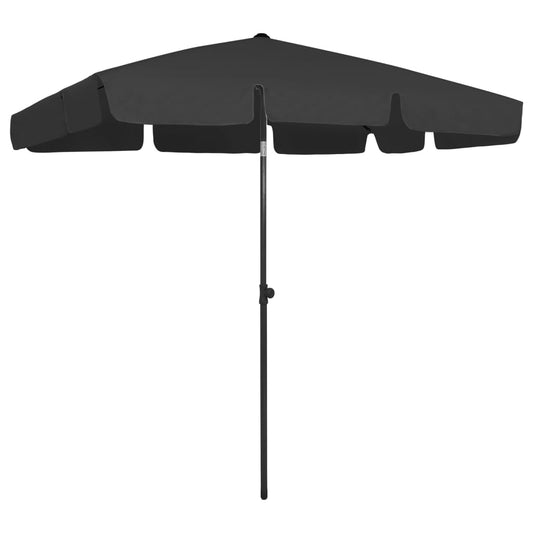 Beach Parasol Black 200x125 cm
