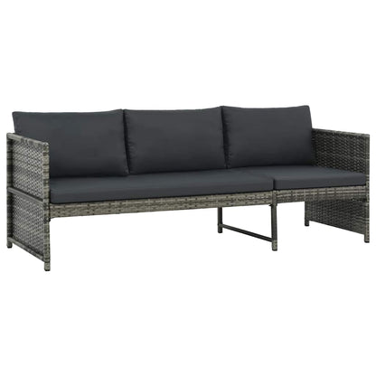 3 Piece Garden Lounge Set with Cushions Poly Rattan Grey